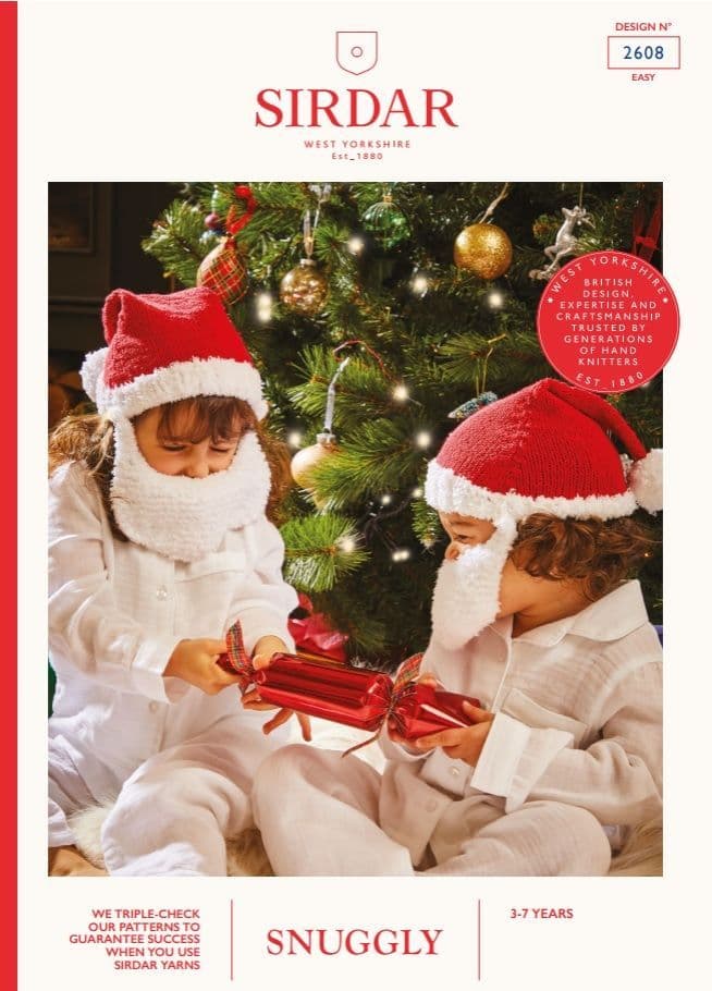Sirdar Kids Santa Hat with Beard Knitting Pattern in DK 2608P PDF DOWNLOAD