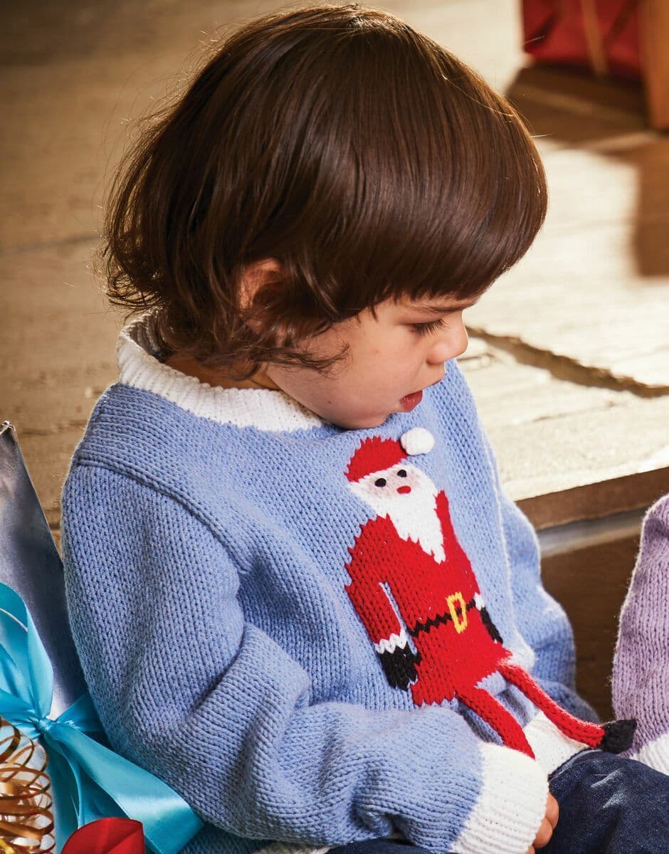 Sirdar Kids Santa Jumper Knitting Pattern in Replay DK 2604P PDF DOWNLOAD