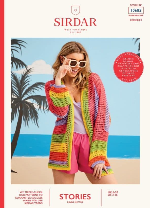Sirdar Ladies Cardigan Crochet Pattern in Stories DK 10685P PDF DOWNLOAD