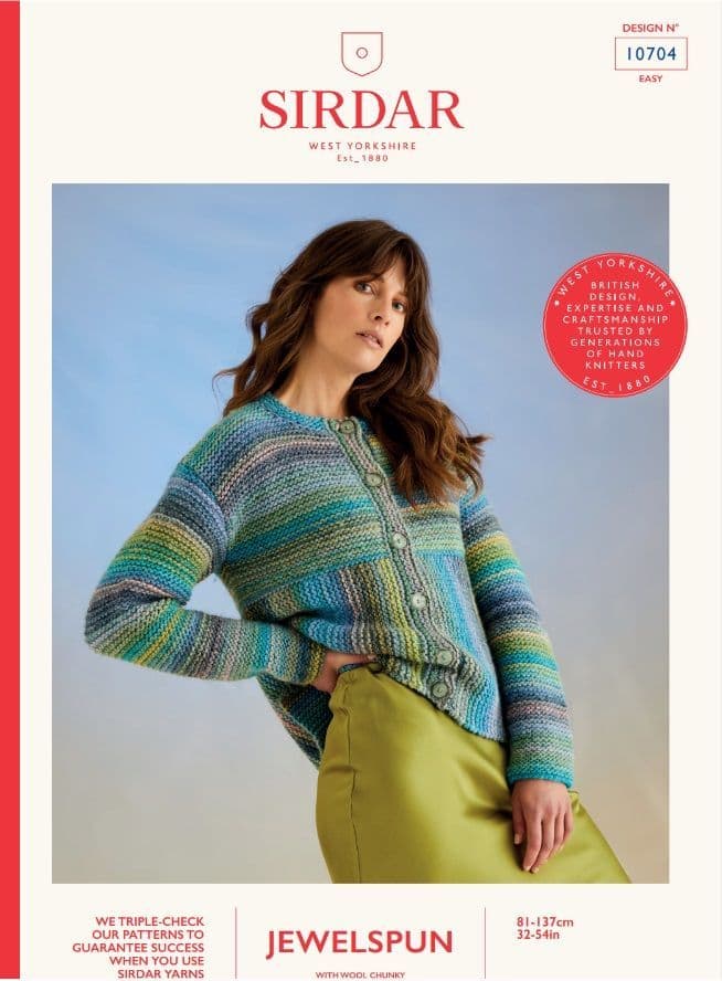 Sirdar Ladies Cardigan Knitting Pattern in Jewelspun Chunky 10704P PDF DOWNLOAD