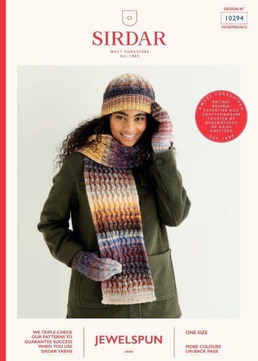 Sirdar Ladies Hat & Scarf Knitting Pattern in Jewelspun Aran 10294P PDF DOWNLOAD