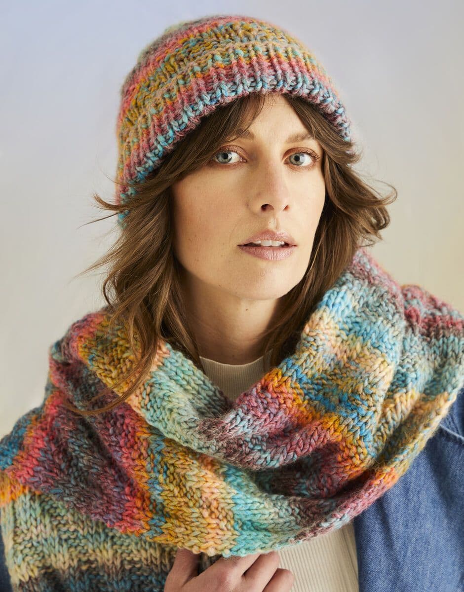 Sirdar Ladies Hat & Scarf Knitting Pattern in Jewelspun Chunky 10710P PDF DOWNLOAD