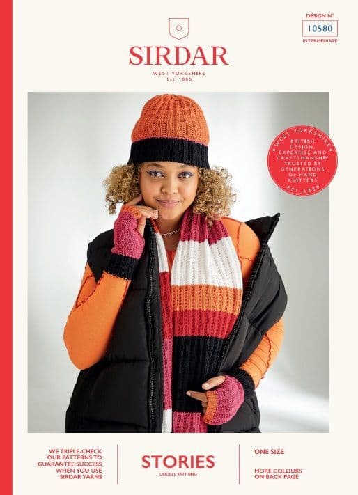 Sirdar Ladies Hat, Scarf & Mittens Knitting Pattern in Stories DK 10580P PDF DOWNLOAD