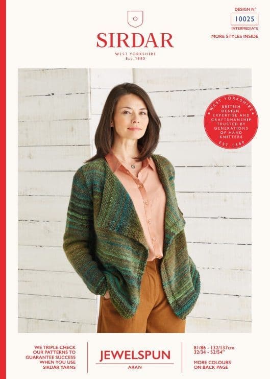 Sirdar Ladies Jacket Knitting Pattern in Jewelspun Aran 10025P PDF DOWNLOAD