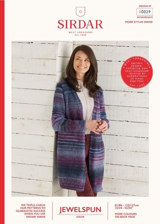 Sirdar Ladies Jacket Knitting Pattern in Jewelspun Aran 10029P PDF DOWNLOAD