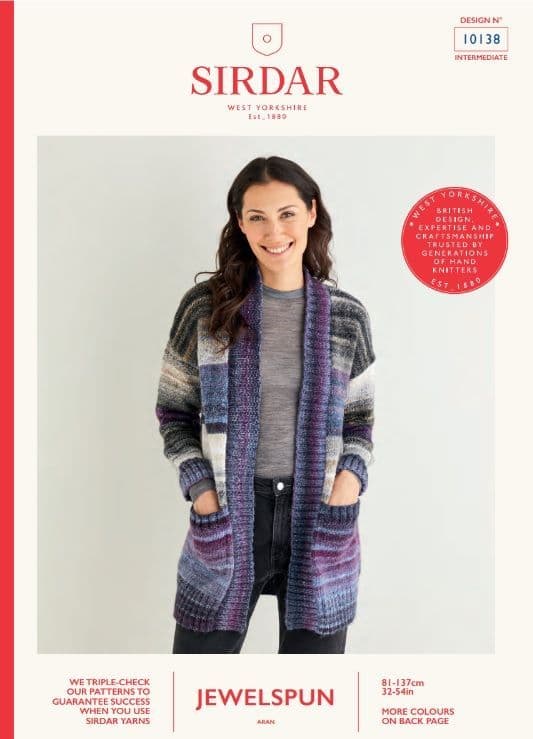 Sirdar Ladies Jacket Knitting Pattern in Jewelspun Aran 10138P PDF DOWNLOAD