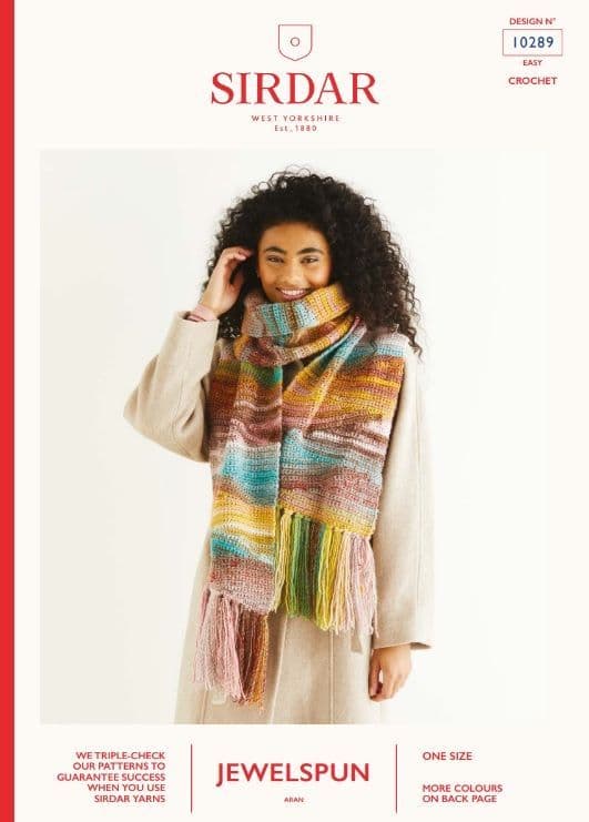 Sirdar Ladies Scarf Crochet Pattern in Jewelspun Aran 10289P PDF DOWNLOAD