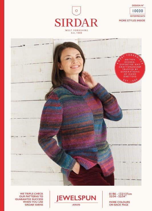 Sirdar Ladies Sweater Knitting Pattern in Jewelspun Aran 10030P PDF DOWNLOAD
