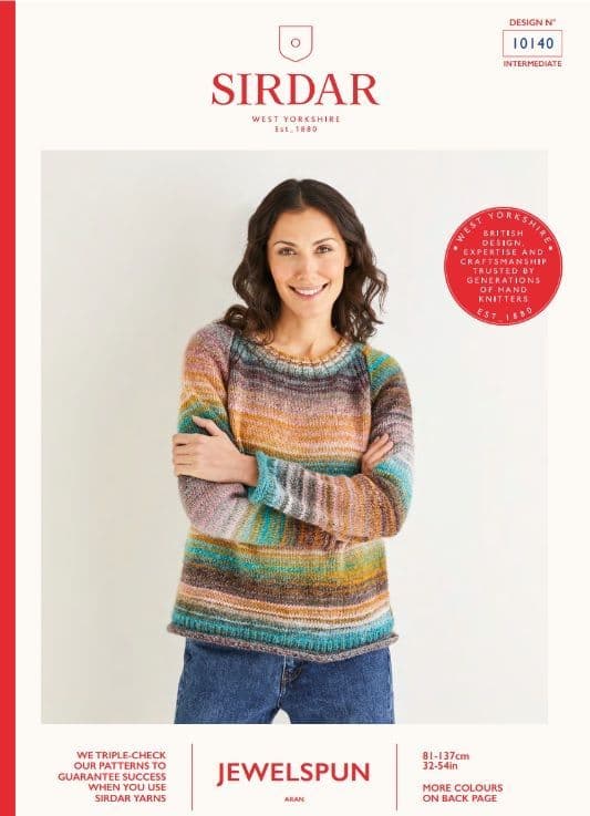 Sirdar Ladies Sweater Knitting Pattern in Jewelspun Aran 10140P PDF DOWNLOAD