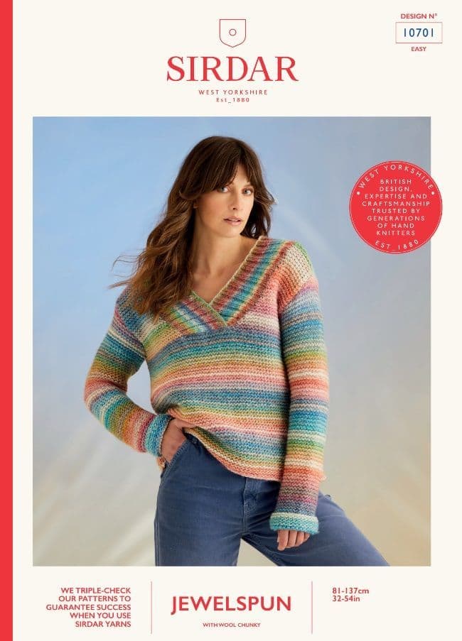 Sirdar Ladies Sweater Knitting Pattern in Jewelspun Chunky 10701P PDF DOWNLOAD