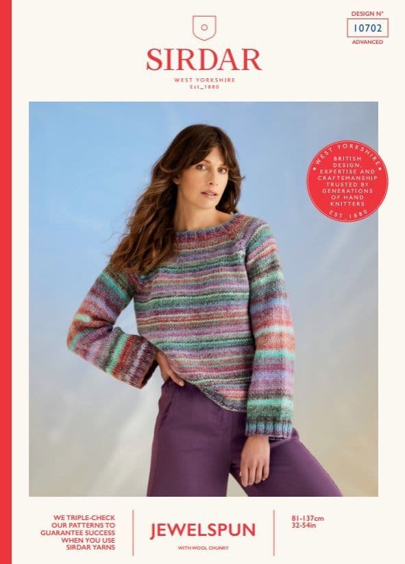 Sirdar Ladies Sweater Knitting Pattern in Jewelspun Chunky 10702P PDF DOWNLOAD