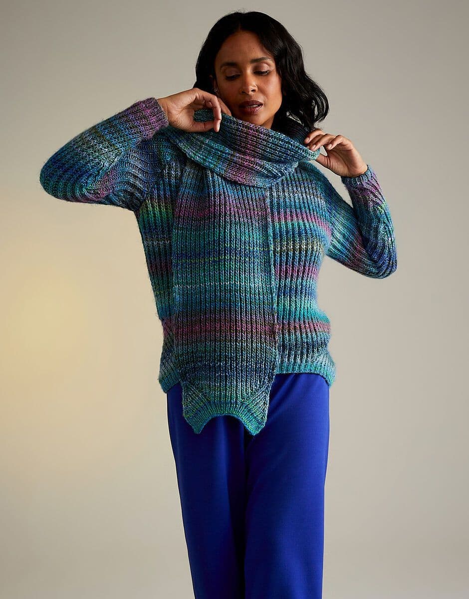 Sirdar Ladies Sweater & Scarf Knitting Pattern in Jewelspun Aran 10714P PDF DOWNLOAD