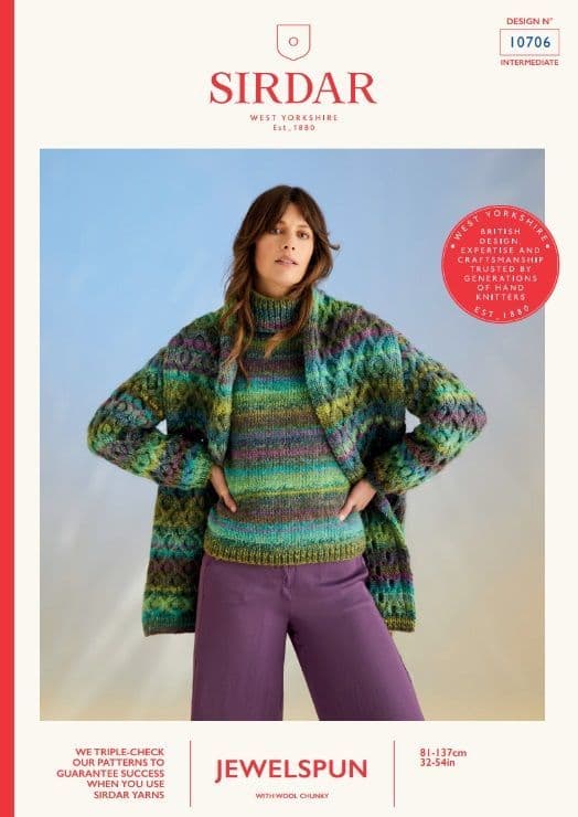 Sirdar Ladies Sweater & Scarf Knitting Pattern in Jewelspun Chunky 10706P PDF DOWNLOAD