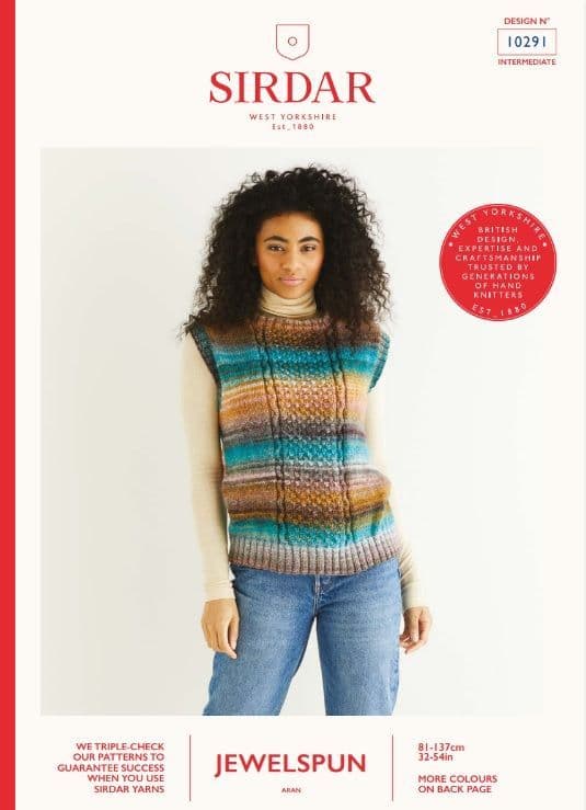 Sirdar Ladies Tank Top Knitting Pattern in Jewelspun Aran 10291P PDF DOWNLOAD