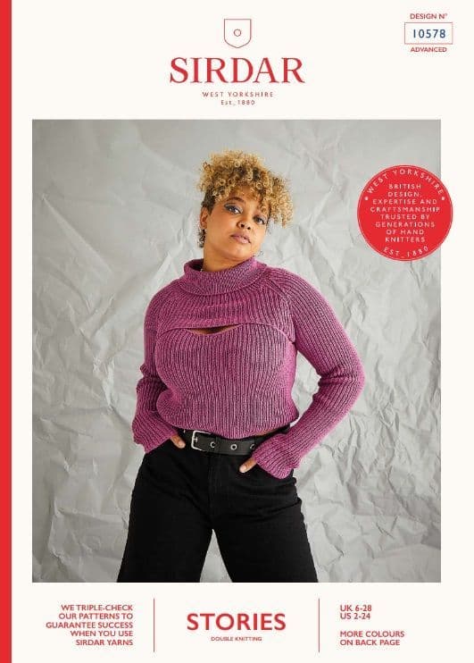 Sirdar Ladies Top & Arm Warmers Knitting Pattern in Stories DK 10578P PDF DOWNLOAD