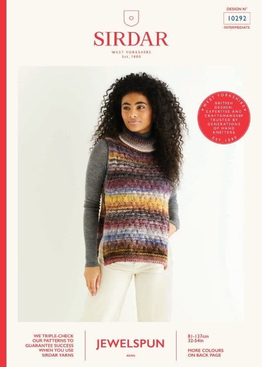 Sirdar Ladies Vest Knitting Pattern in Jewelspun Aran 10292P PDF DOWNLOAD