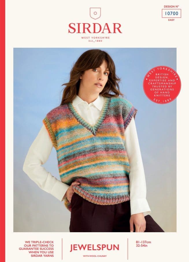 Sirdar Ladies Waistcoat Knitting Pattern in Jewelspun Chunky 10700P PDF DOWNLOAD