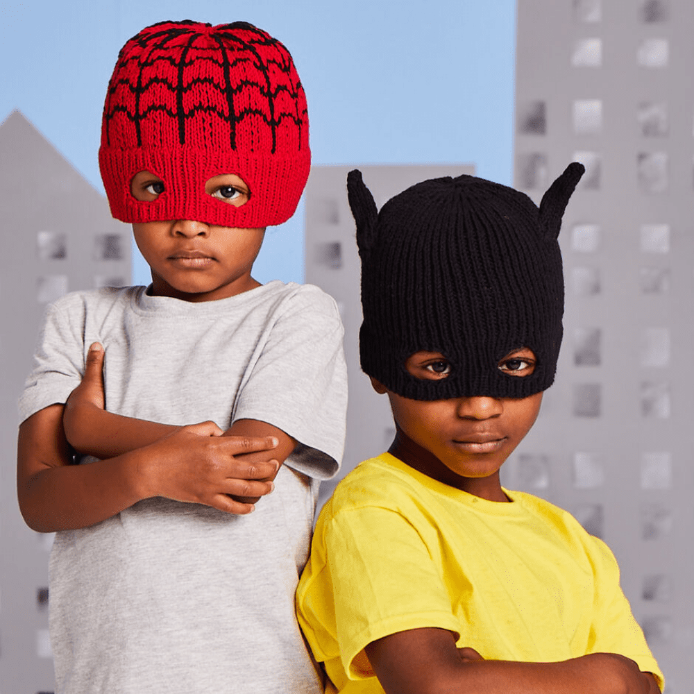 Sirdar Super Hero Hats Knitting Pattern in Snuggly Replay DK 2619P PDF DOWNLOAD
