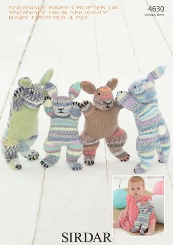Sirdar Toy Bunnies Knitting Pattern in Baby Crofter DK 4630P PDF DOWNLOAD