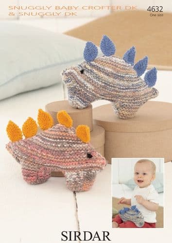 Sirdar Toy Dinosaur Knitting Pattern in Baby Crofter DK 4632P PDF DOWNLOAD