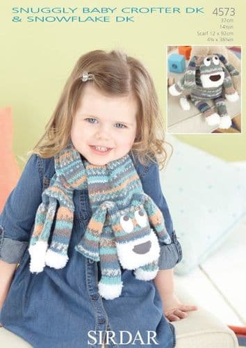 Sirdar Toy and Scarf Knitting Pattern in Baby Crofter DK 4573P PDF DOWNLOAD
