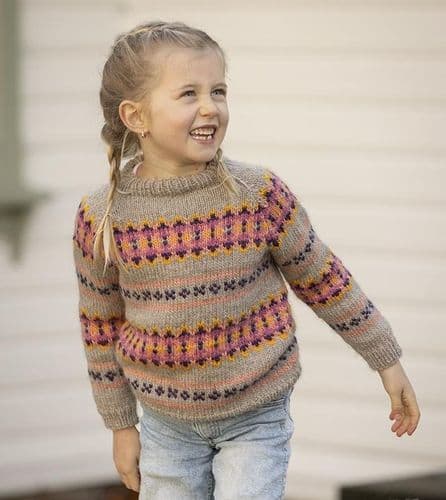 Viking Yarn Girls Olalia Sweater Knitting Pattern in Viking Wool 2602-7aP PDF DOWNLOAD